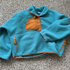 FP Movement by Free People Hit the Slopes Teal and Orange Fleece Pullover